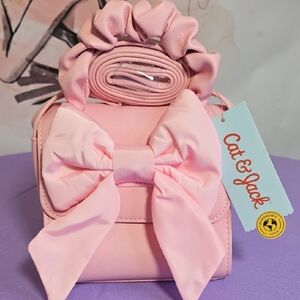 Cat & Jack Light Pink Bow Purse with Scrunchie